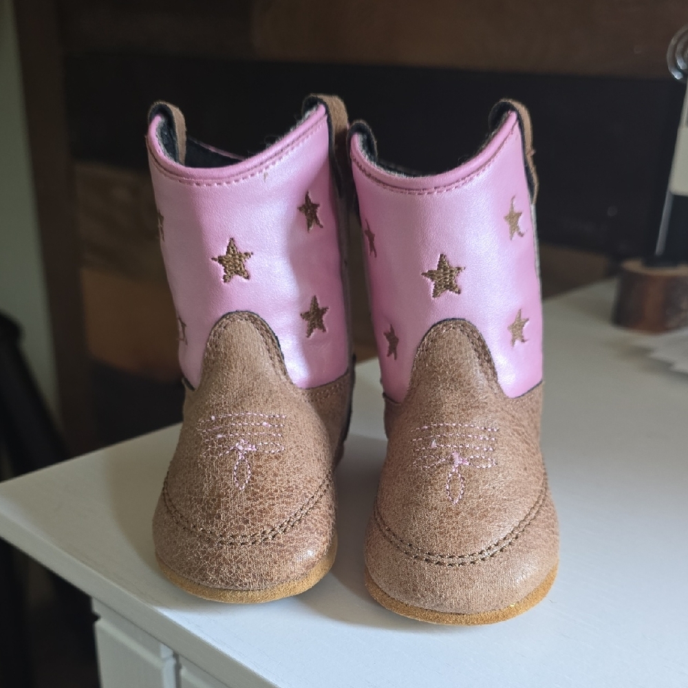 Starry Pink and Brown Kids Boots